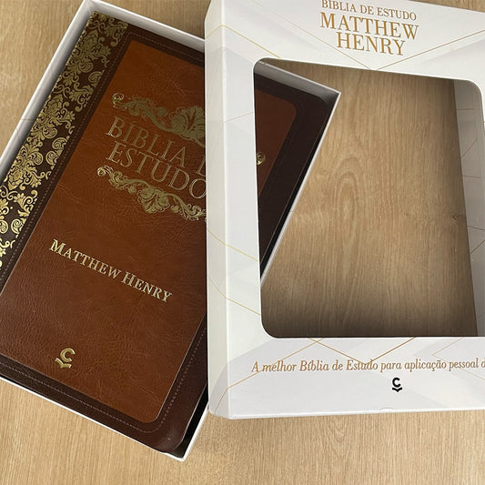Bíblia de Estudo Matthew Henry | Letra Normal | ARC | Capa Marrom Luxo