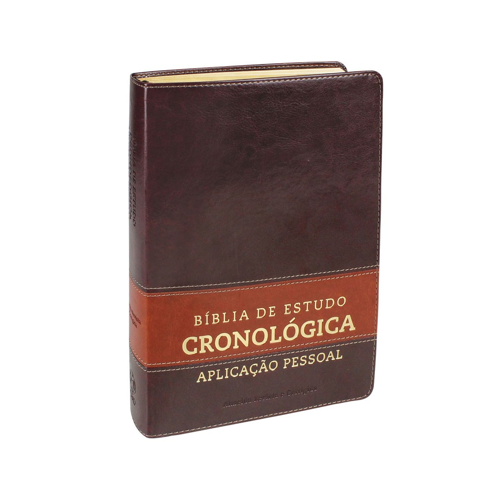 Bíblia de Estudo em Ordem Cronológica Aplicação Pessoal | ARC | Letra Normal | Capa Marrom Claro/Escuro