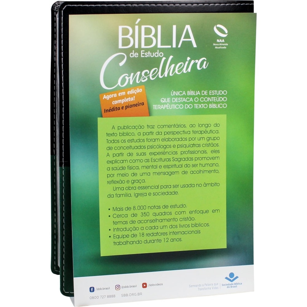 Bíblia de estudo Conselheira | NAA | Luxo Verde e Preta