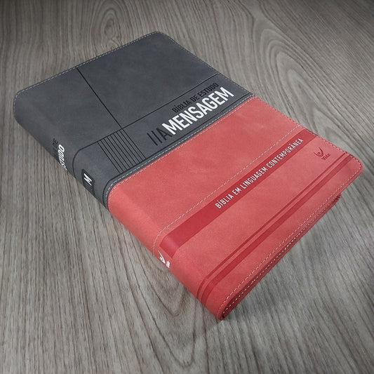 Bíblia de Estudo - A Mensagem | Letra Normal | Vermelha e Cinza