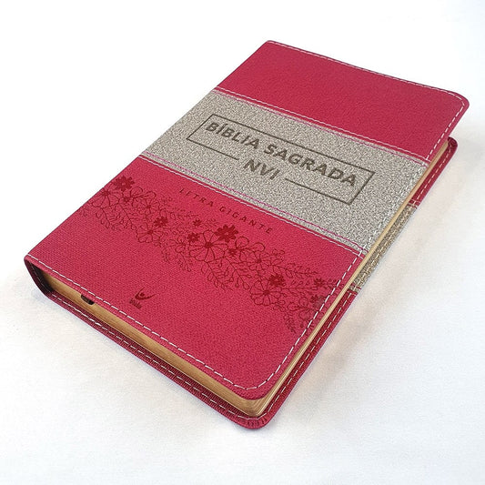 Bíblia Sagrada | NVI Letra Gigante | Luxo Rosa e Cinza