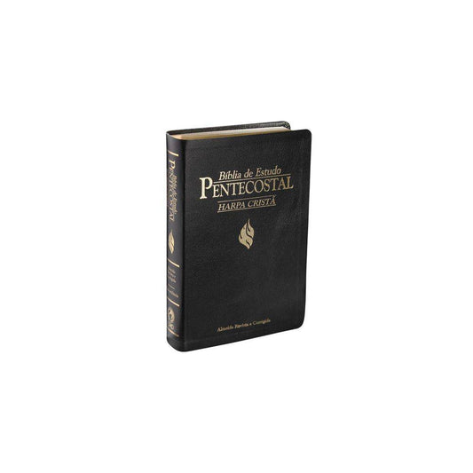 Bíblia de Estudo Pentecostal Média c/ Harpa Cristã | Letra Normal | ARC | Luxo Preta