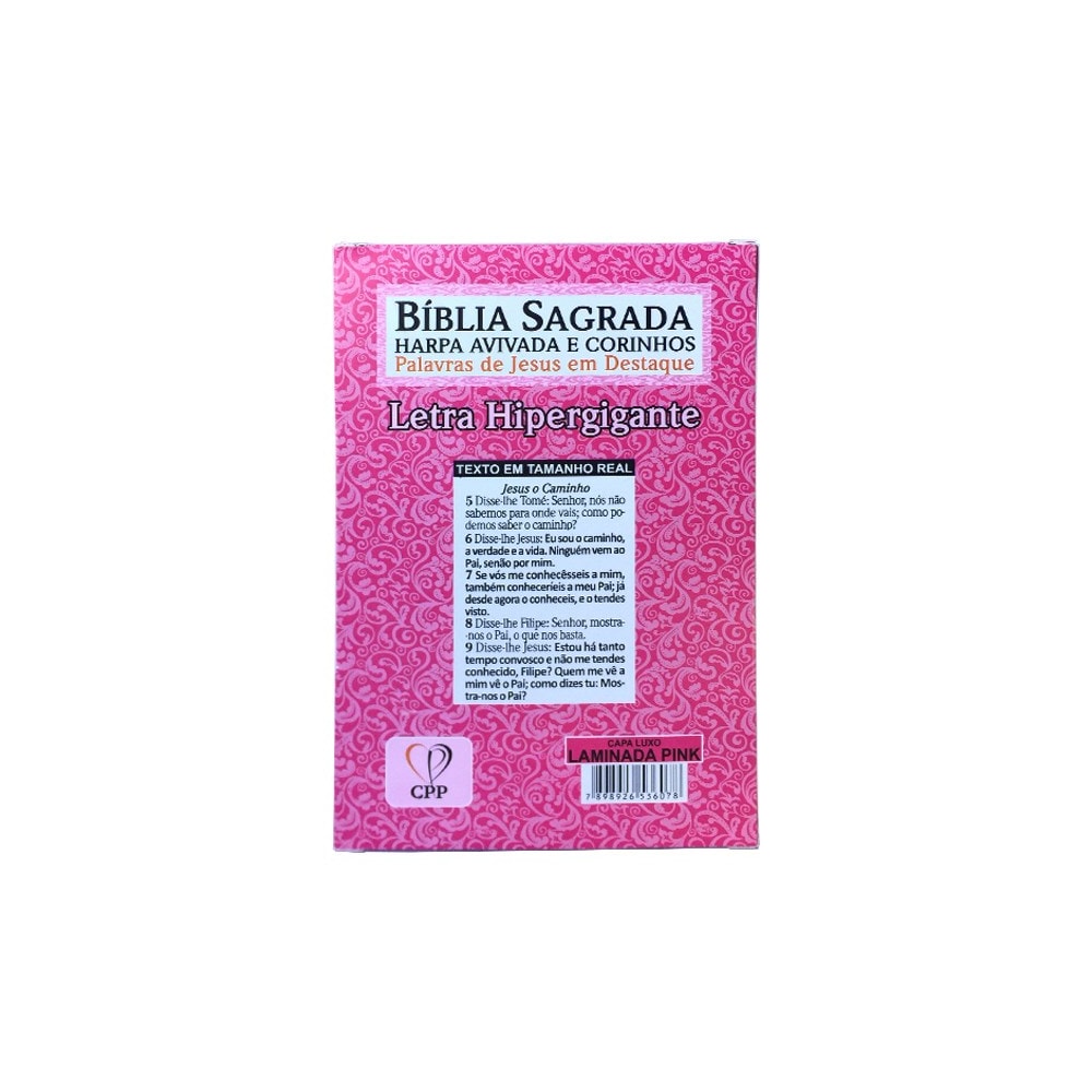 Bíblia Sagrada com Harpa Avivada e Corinhos | Letra Hipergigante | ARC | Luxo Laminada Pink
