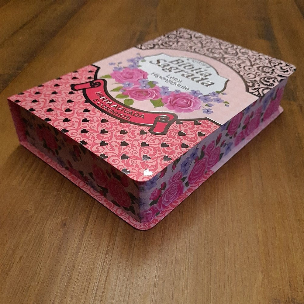 Bíblia Sagrada com Harpa Avivada e Corinhos | Letra Hipergigante | ARC | Luxo Laminada Rosa