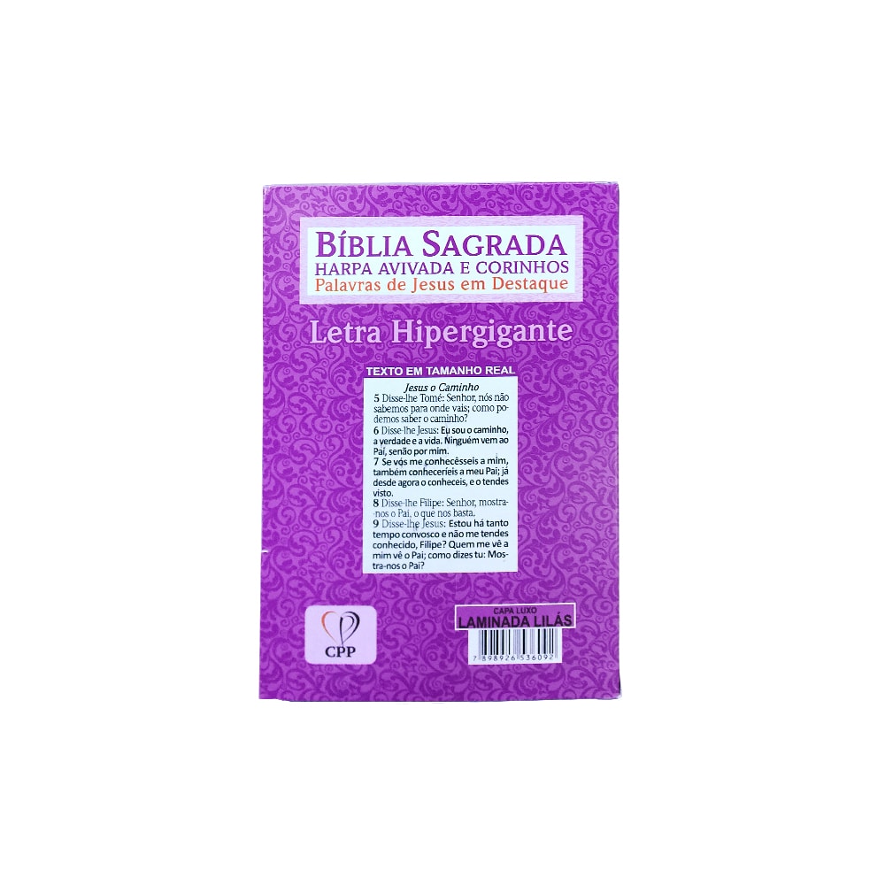 Bíblia Sagrada com Harpa Avivada e Corinhos | Letra Hipergigante | ARC | Luxo Laminada Lilás