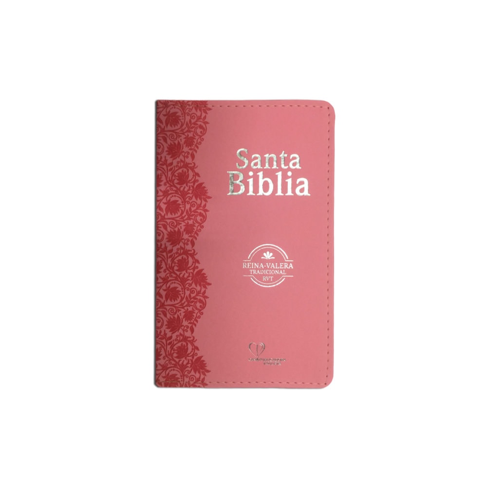 Bíblia Sagrada em Espanhol RVT | Rosa Luxo C/ Flores
