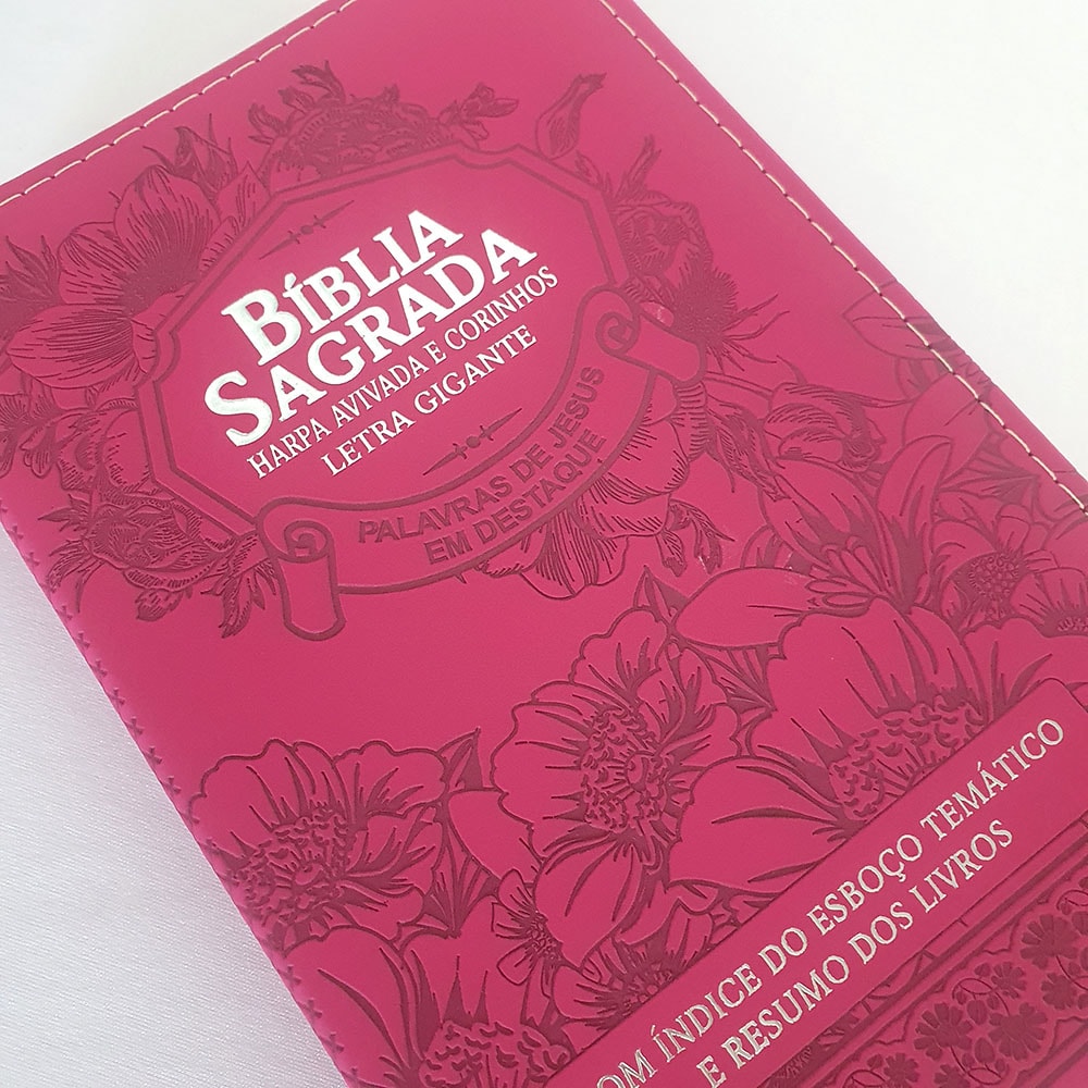 Bíblia Sagrada com Harpa Avivada e Corinhos | Letra Gigante | ARC | Luxo Floral Pink