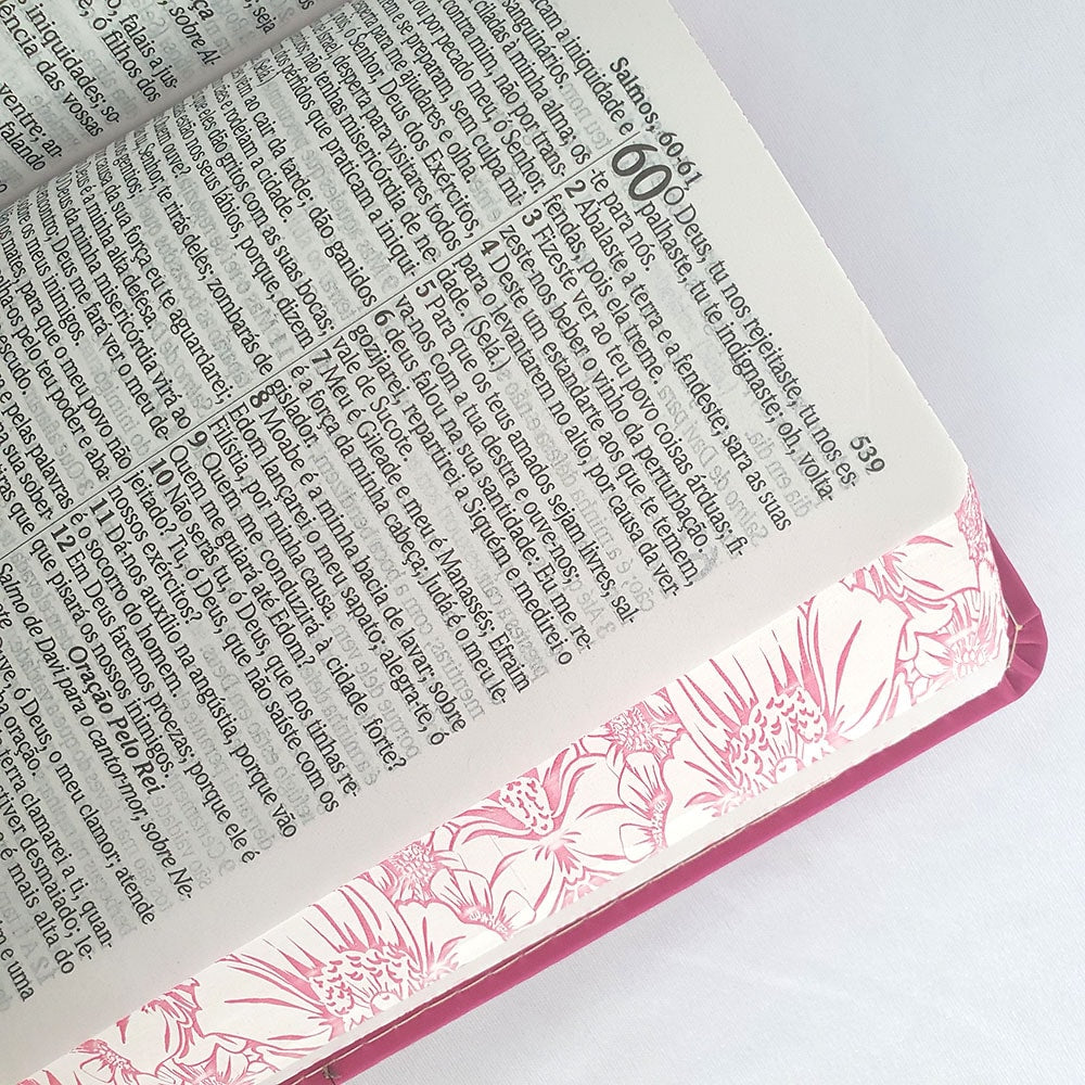 Bíblia Sagrada com Harpa Avivada e Corinhos | Letra Gigante | ARC | Luxo Floral Pink