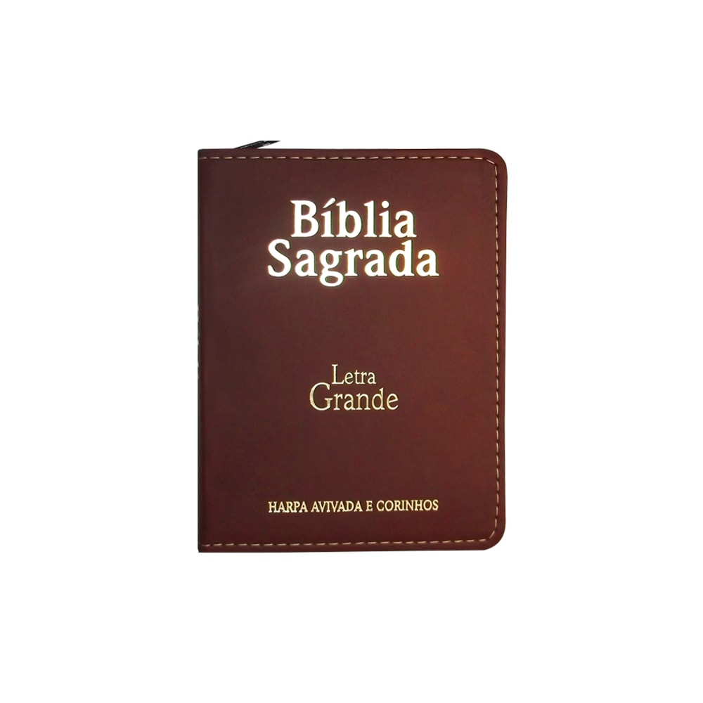 Bíblia Sagrada Média com Zíper | Letra Normal ARC | Harpa Avivada e Corinhos | PU Bordô