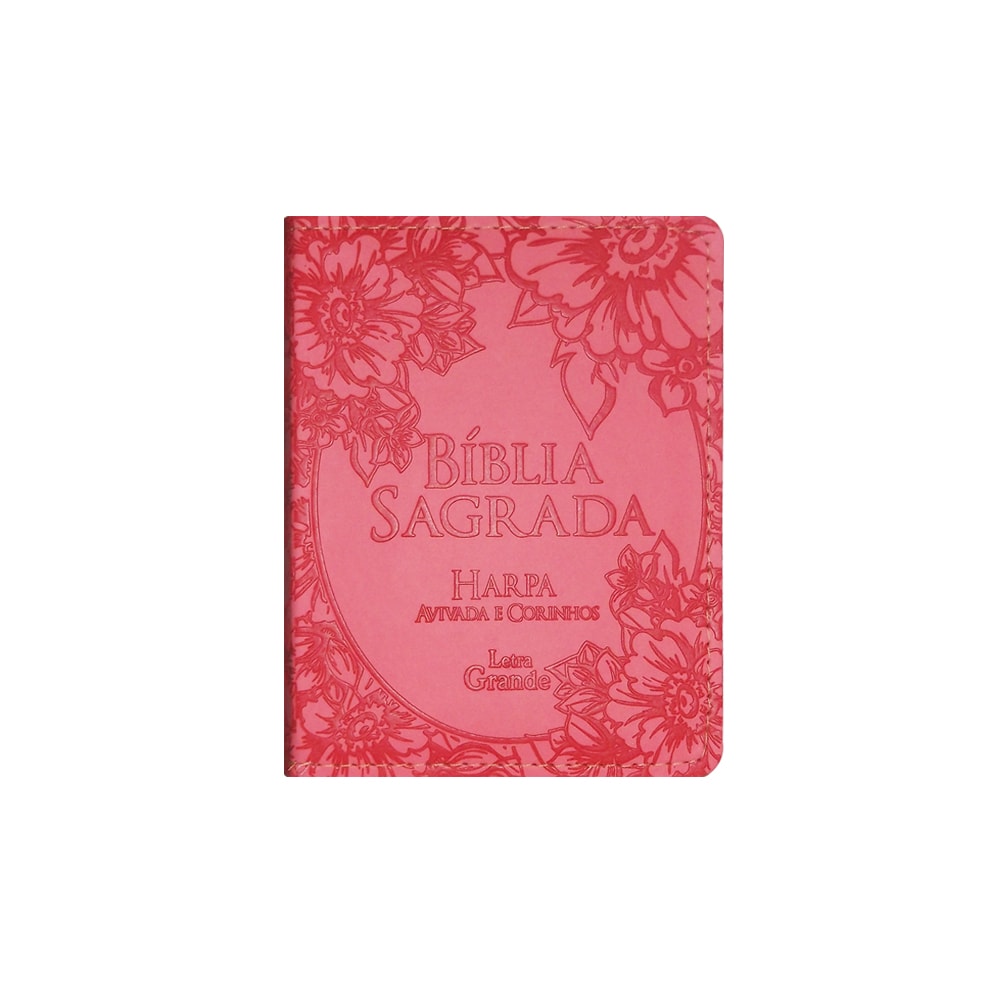 Bíblia Sagrada Média com Zíper | Letra Normal ARC | Harpa Avivada e Corinhos | PU Rosa