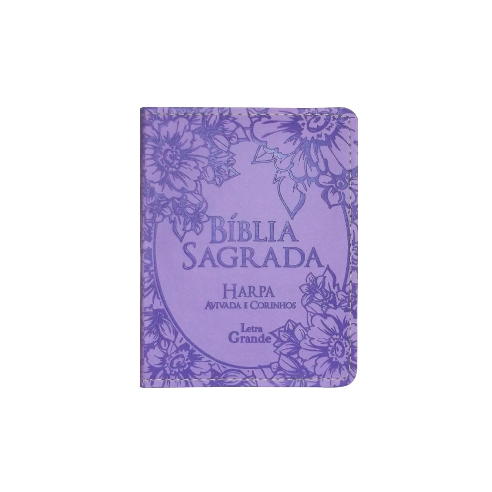 Bíblia Sagrada Média com Zíper | Letra Normal ARC | Harpa Avivada e Corinhos | PU Lilás