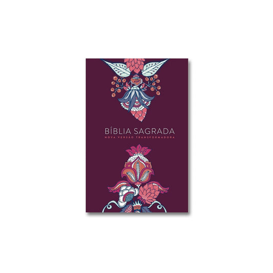 Bíblia Indian Flowers | NVT Letra Grande | Capa Soft Touch Vinho