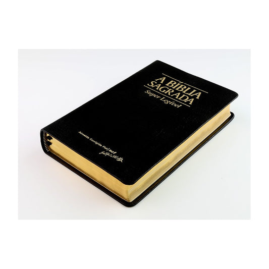 Bíblia Sagrada | ACF | Letra Super Legível | Capa Couro Legítimo Preta