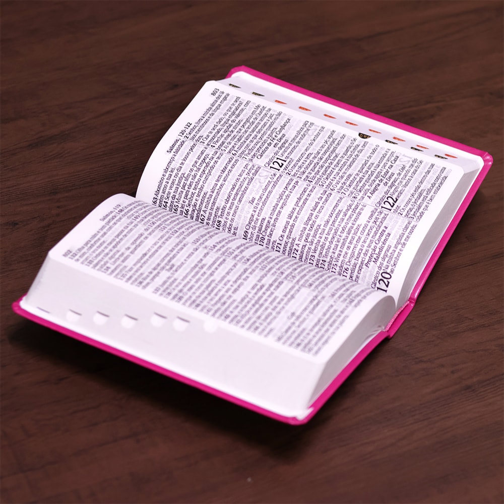 Bíblia Sagrada com Harpa Avivada e Corinhos | ARC | Letra Hipergigante | C/ Índice Capa PU Pink