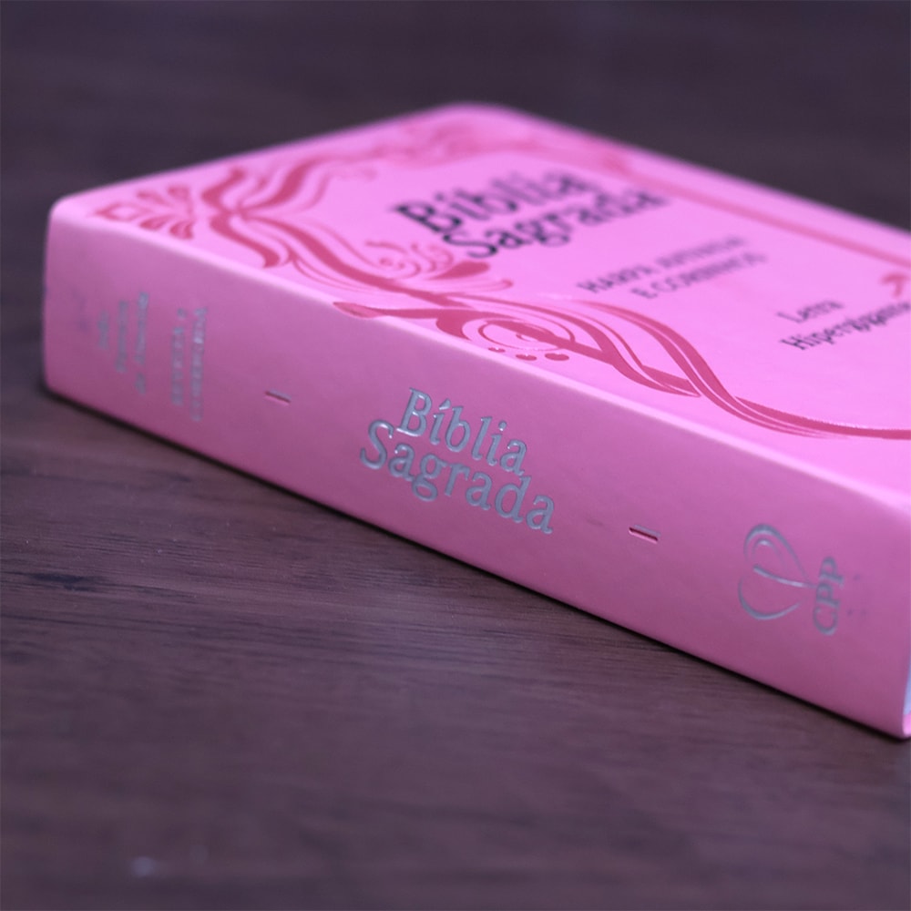 Bíblia Sagrada com Harpa Avivada e Corinhos | ARC | Letra Hipergigante | C/ Índice Capa PU Rosa