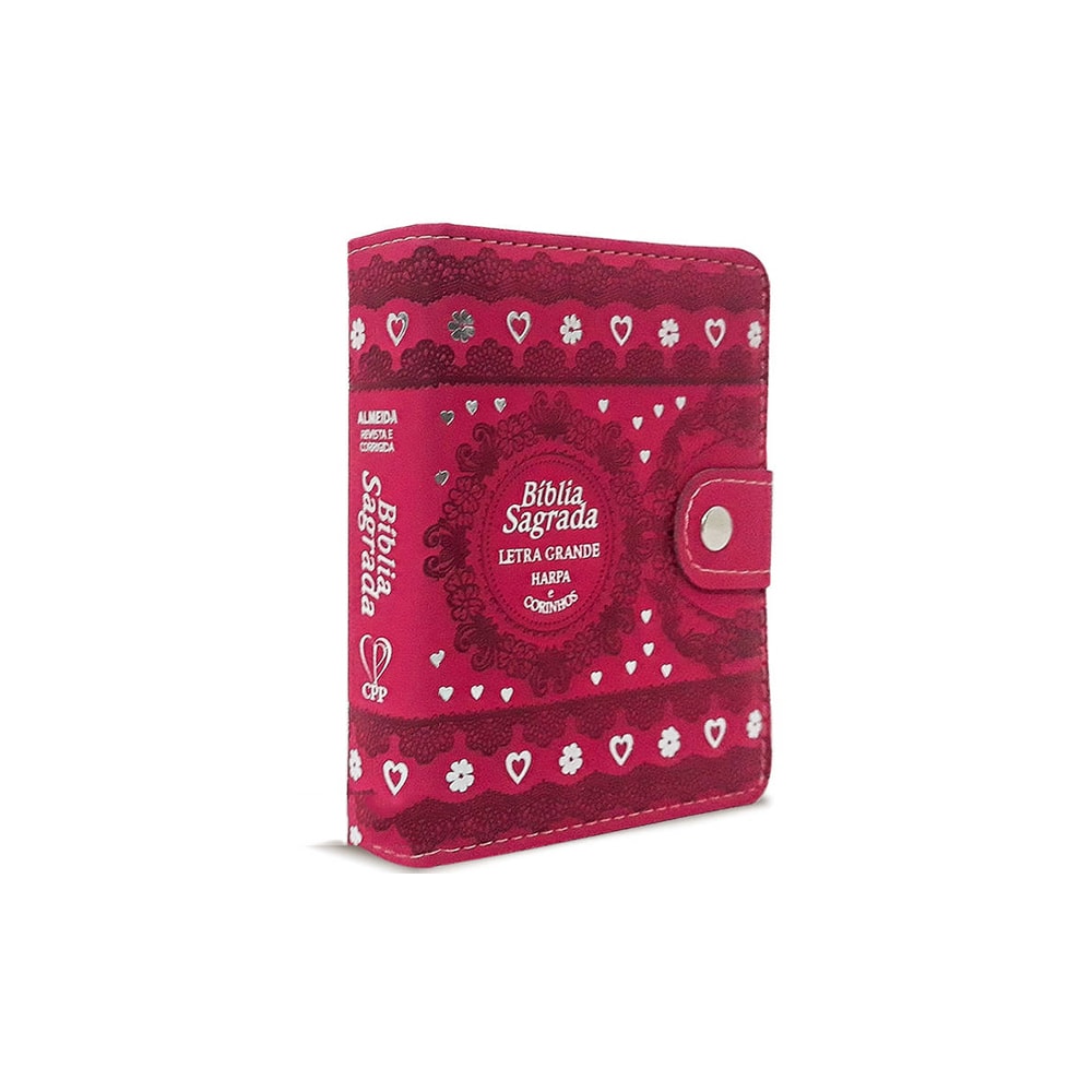 Bíblia Sagrada Carteira Média | ARC | Letra Normal | Harpa Avivada e Corinhos Capa Pink