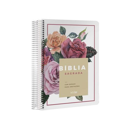 Bíblia Anote Espiral Floral | NVI | Letra Normal | Com Espaço Para Anotações