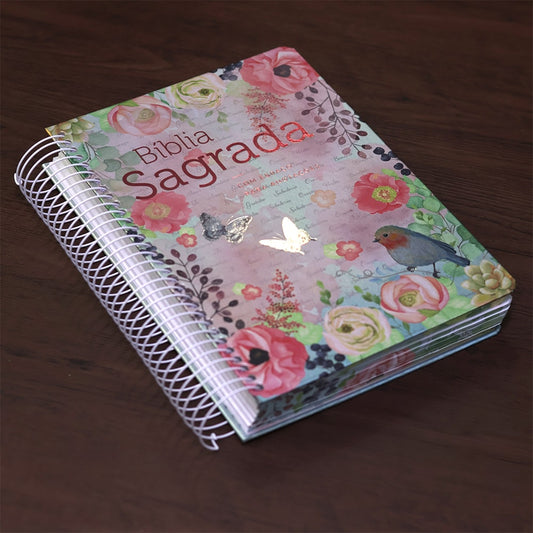 Bíblia Anote Espiral Flores Virtuosa | NVI | Letra Normal | Com Espaço para Anotações