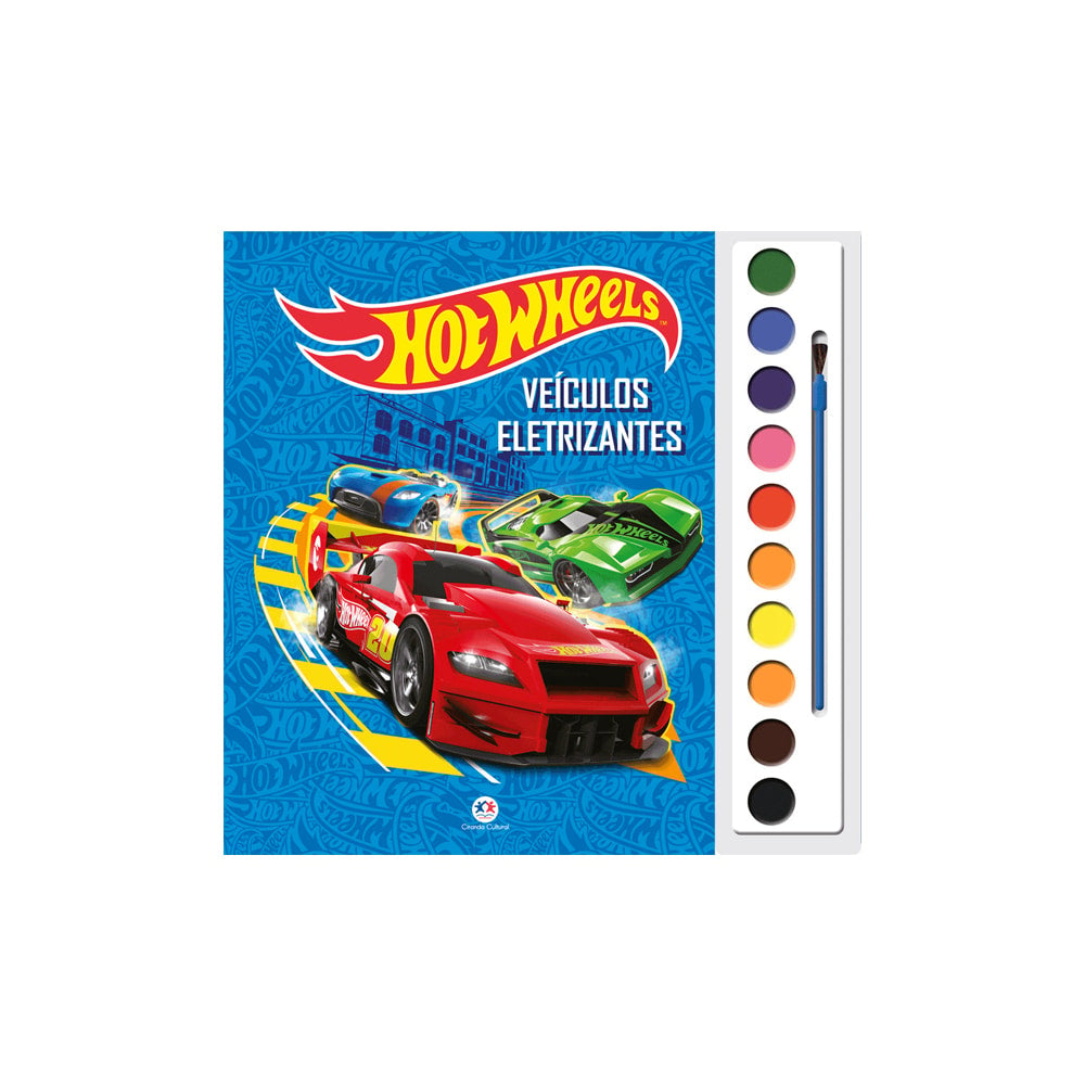Livro com Aquarela Hot Wheels Veículos Eletrizantes