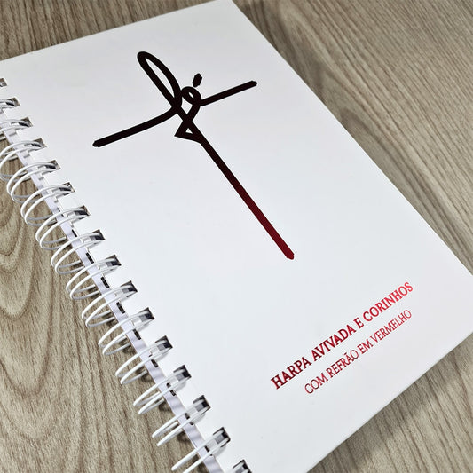 Harpa Avivada e Corinhos Fé Branco Luxo | Capa Dura Espiral