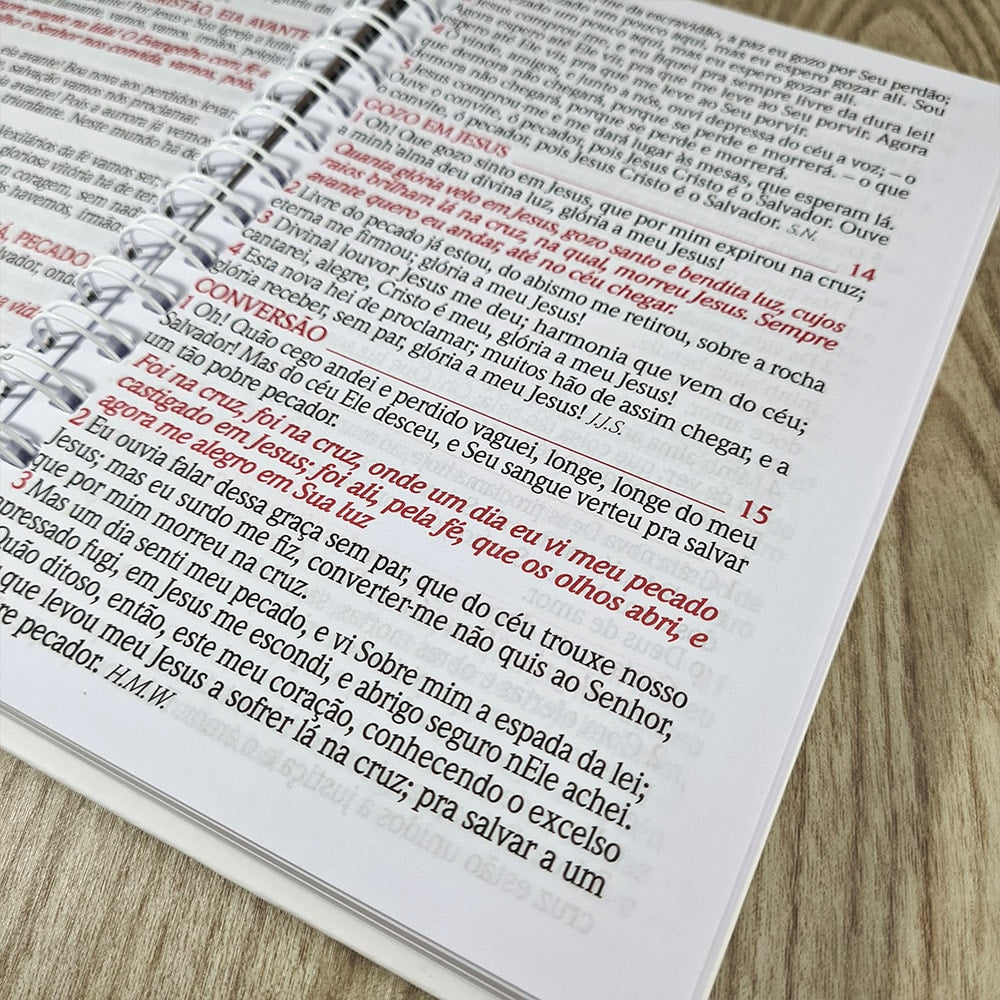 Harpa Avivada e Corinhos Fé Branco Luxo | Capa Dura Espiral