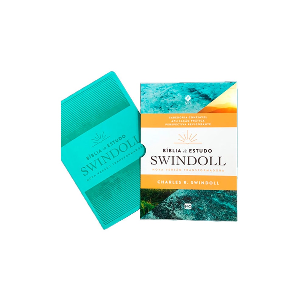 Bíblia de Estudo Swindoll | NVT | Letra Grande | Capa Sintética | Por do Sol Aqua