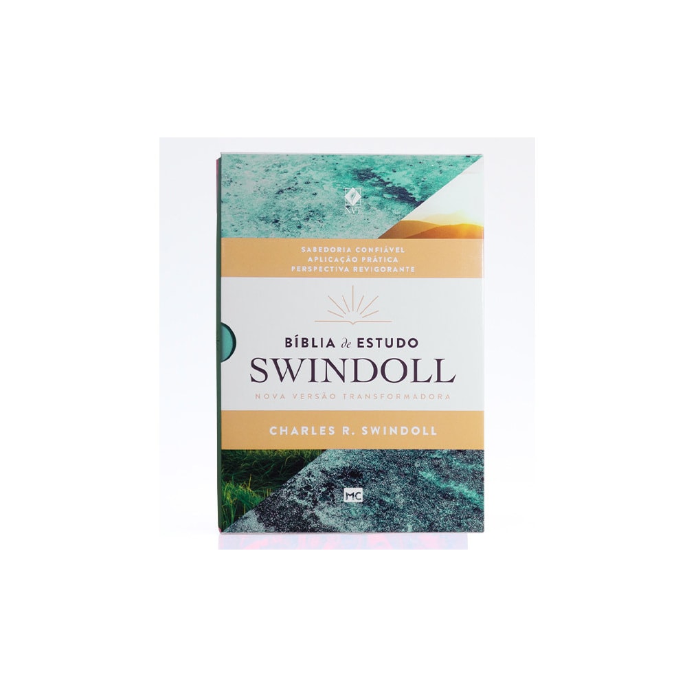 Bíblia de Estudo Swindoll | NVT | Letra Grande | Capa Sintética | Por do Sol Aqua