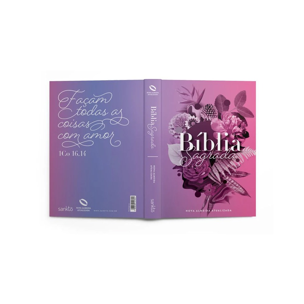 Bíblia Buque Flores Roxo | NAA | Letra Normal | Capa Dura