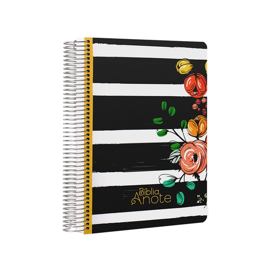Bíblia Anote Espiral Listrada Flores | NVI | Letra Normal | Com Espaço Para Anotações