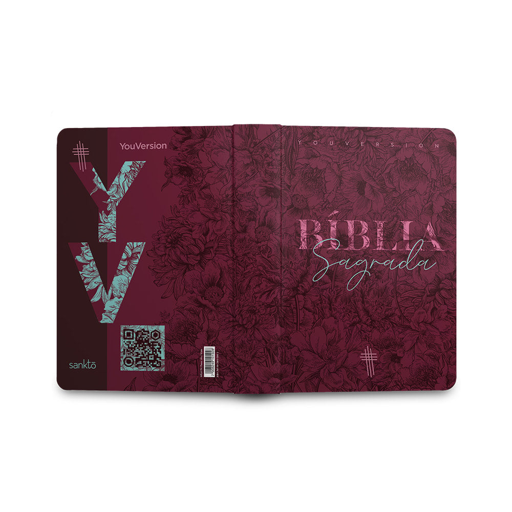 Bíblia Floral Mix Vinho YouVersion | NTLH | Letra Normal | Capa Soft-Touch