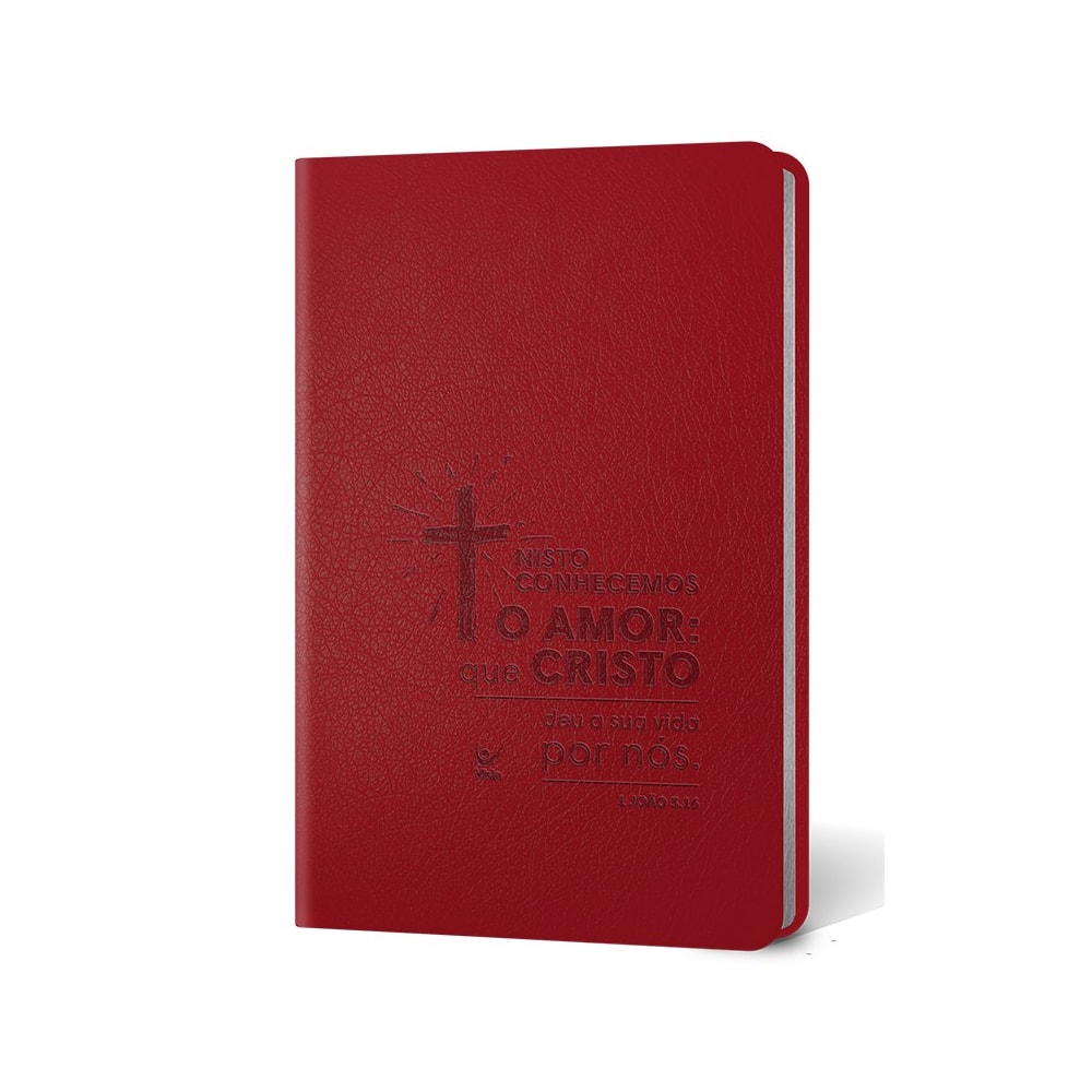 Bíblia Cruz | Letra Normal | AEC | Capa PU Vermelho Luxo