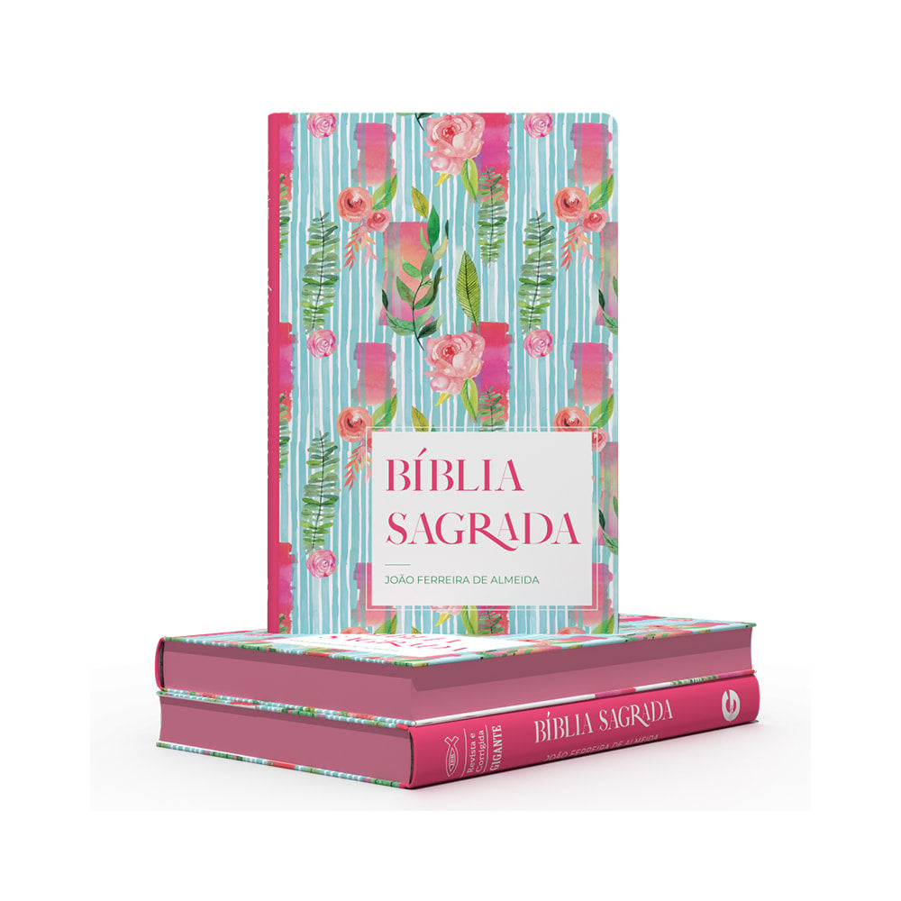 Bíblia Flor Listrada | ARC | Letra Gigante | Capa Semi-Luxo