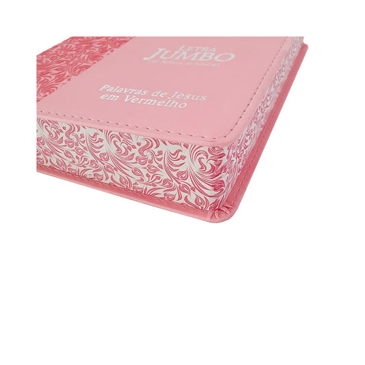 Bíblia Sagrada Letra Jumbo | ARC | Harpa Avivada e Corinhos | Capa PU Luxo Ramos Rosa
