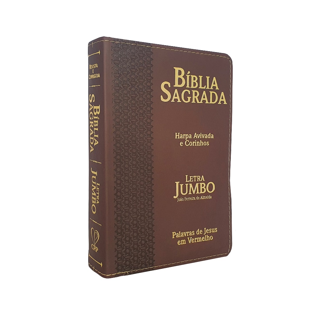 Bíblia Sagrada Letra Jumbo | ARC | Harpa Avivada e Corinhos | Capa PU Luxo Estrela Marrom