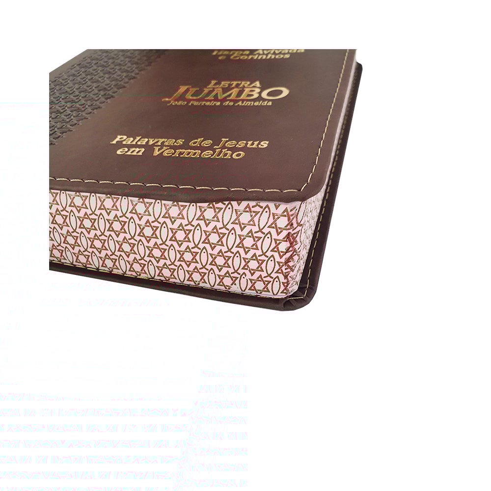 Bíblia Sagrada Letra Jumbo | ARC | Harpa Avivada e Corinhos | Capa PU Luxo Estrela Marrom