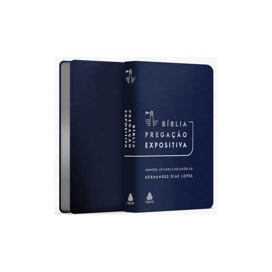 Bíblia Pregação Expositiva | ARA | Letra Normal | PU luxo azul | Hernandes Dias Lopes