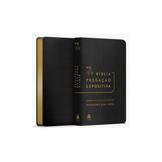 Bíblia Pregação Expositiva | ARA | Letra Normal | PU luxo preta | Hernandes Dias Lopes