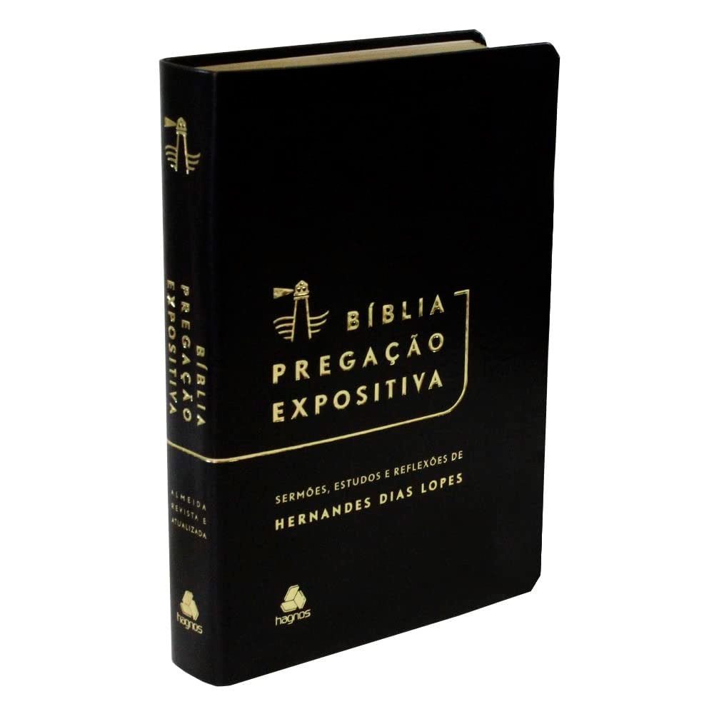Bíblia Pregação Expositiva | ARA | Letra Normal | PU luxo preta | Hernandes Dias Lopes