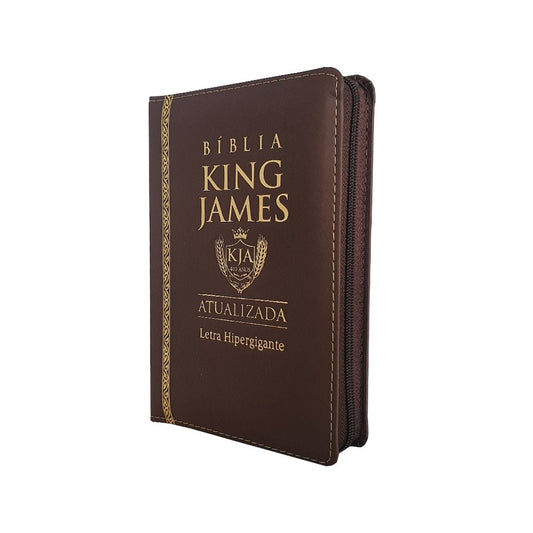 Bíblia King James Atualizada | KJA | Letra Hipergigante | Capa Marrom C/ Zíper