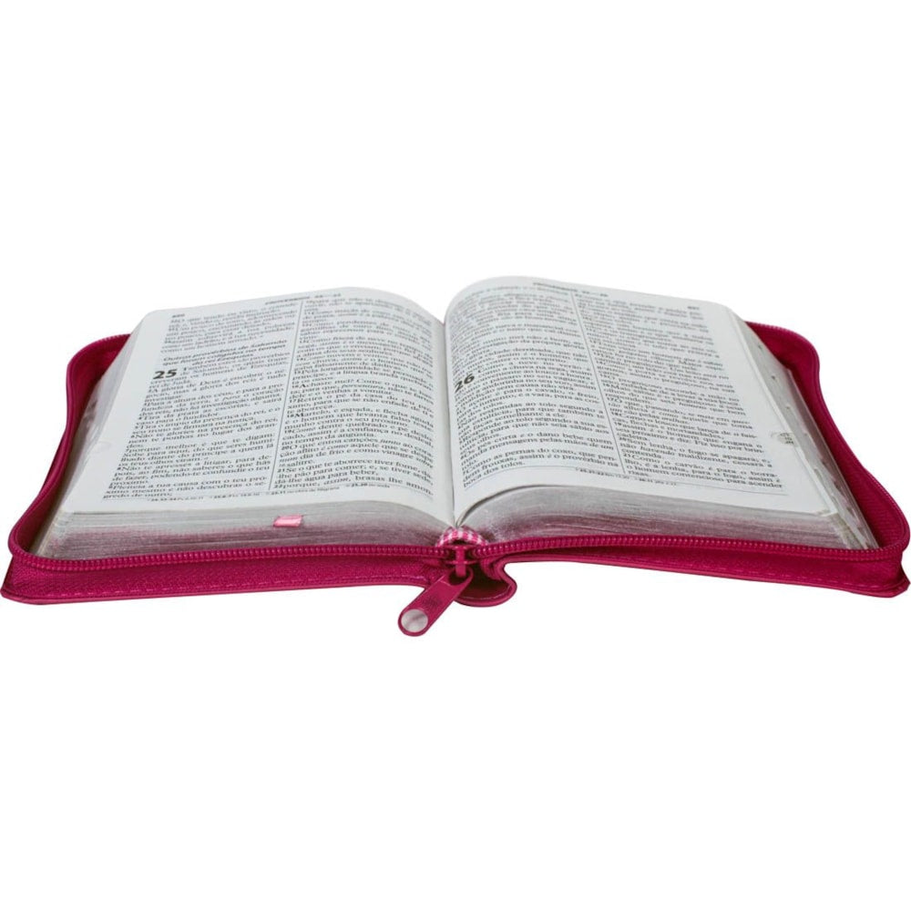 Bíblia Sagrada Raminhos | ARC | Letra Grande | Capa Pink C/ Zíper e Índice