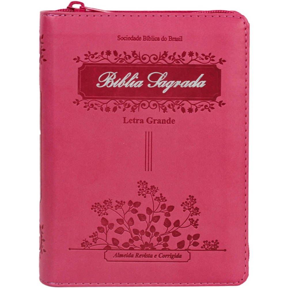 Bíblia Sagrada Raminhos | ARC | Letra Grande | Capa Pink C/ Zíper e Índice
