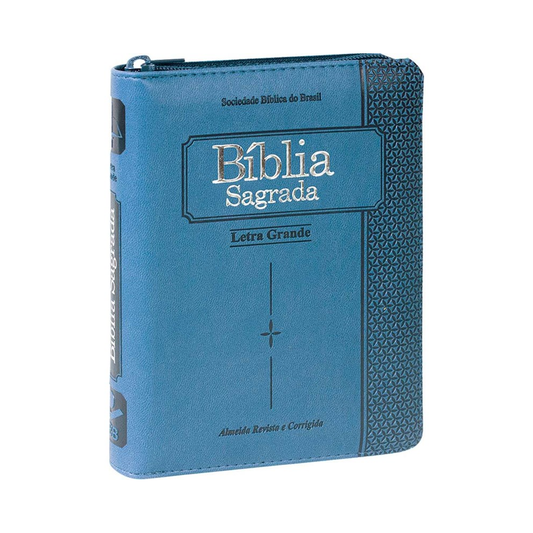 Bíblia Sagrada | ARC | Letra Grande | Capa Azul C/ Zíper e Índice