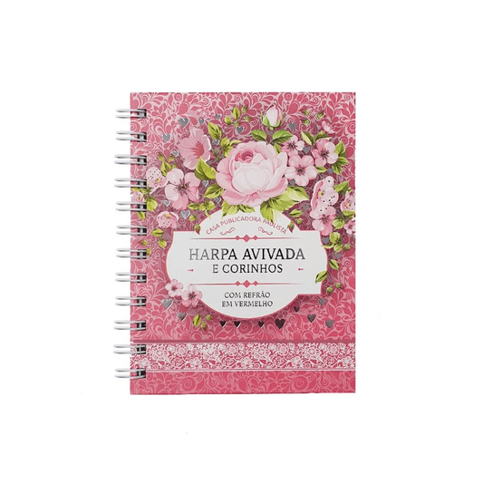 Harpa Avivada e Corinhos Médio | Letra Gigante | Capa Floral Rosa Espiral