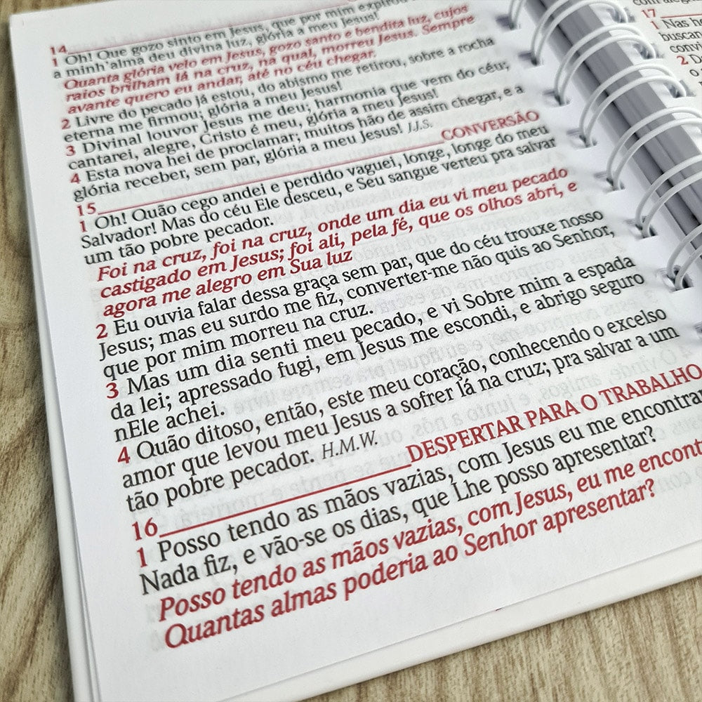 Harpa Avivada e Corinhos Médio | Letra Gigante | Capa Tradicional Branca Espiral