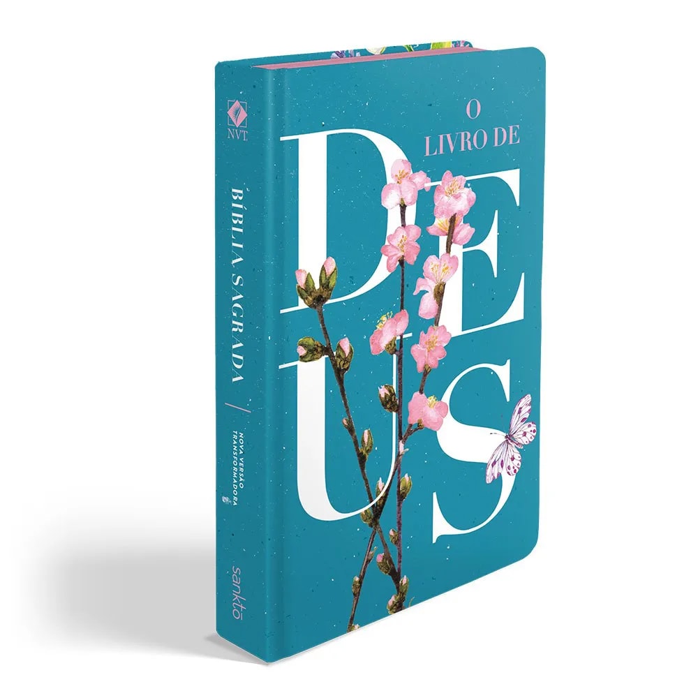 Bíblia O Livro de Deus Floral Azul | NVT | Letra Normal | Capa Dura