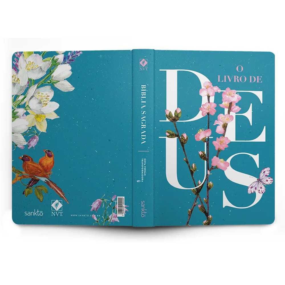 Bíblia O Livro de Deus Floral Azul | NVT | Letra Normal | Capa Dura