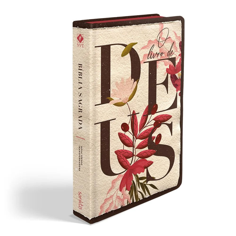 Bíblia O Livro de Deus Floral Creme | NVT | Letra Normal | Capa Dura