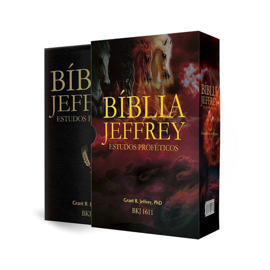 Bíblia Jeffrey de Estudos Proféticos King James | BKJ 1611 | Letra Normal | Capa Luxo Preto e Dourado