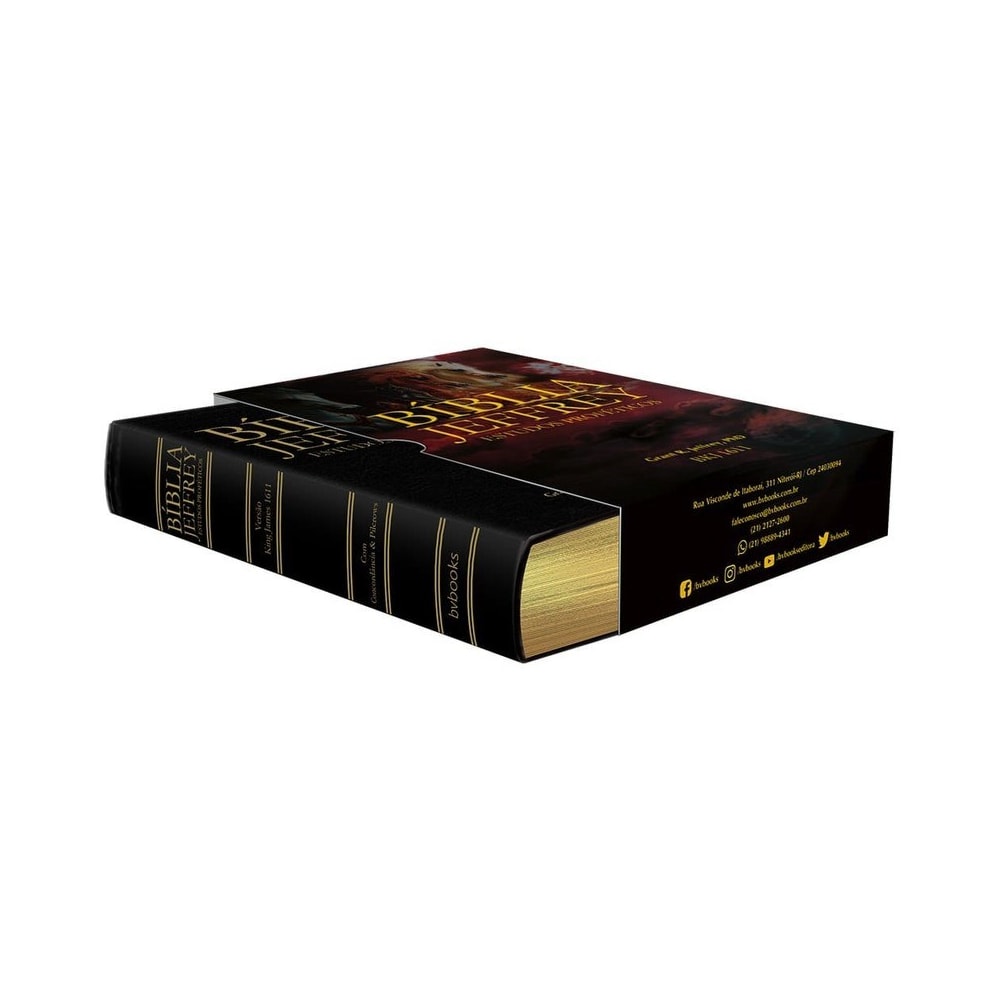 Bíblia Jeffrey de Estudos Proféticos King James | BKJ 1611 | Letra Normal | Capa Luxo Preto e Dourado