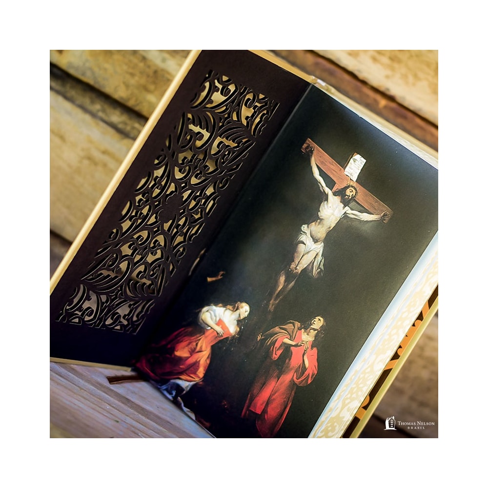 Bíblia Sagrada Jesus Cristo Artística | NVI | Letra Normal | Capa Dura Dourada